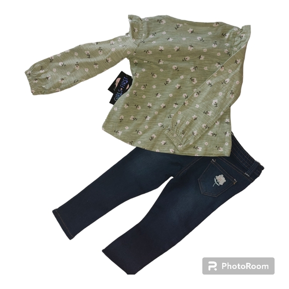 Girls First 2-Pc. Set LS Top and Jeans, NWT - Picture 3 of 16